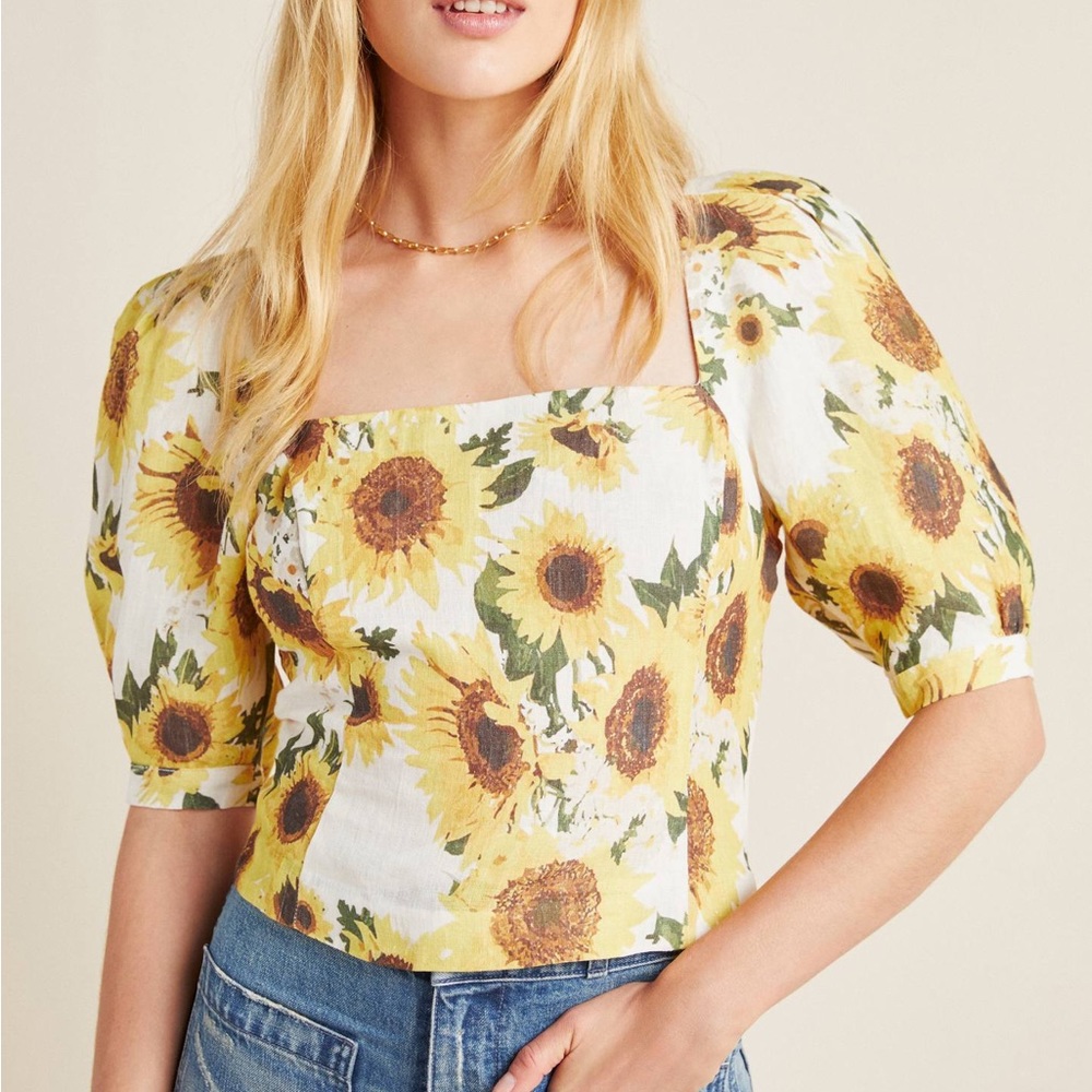 Linen Sunflower Top